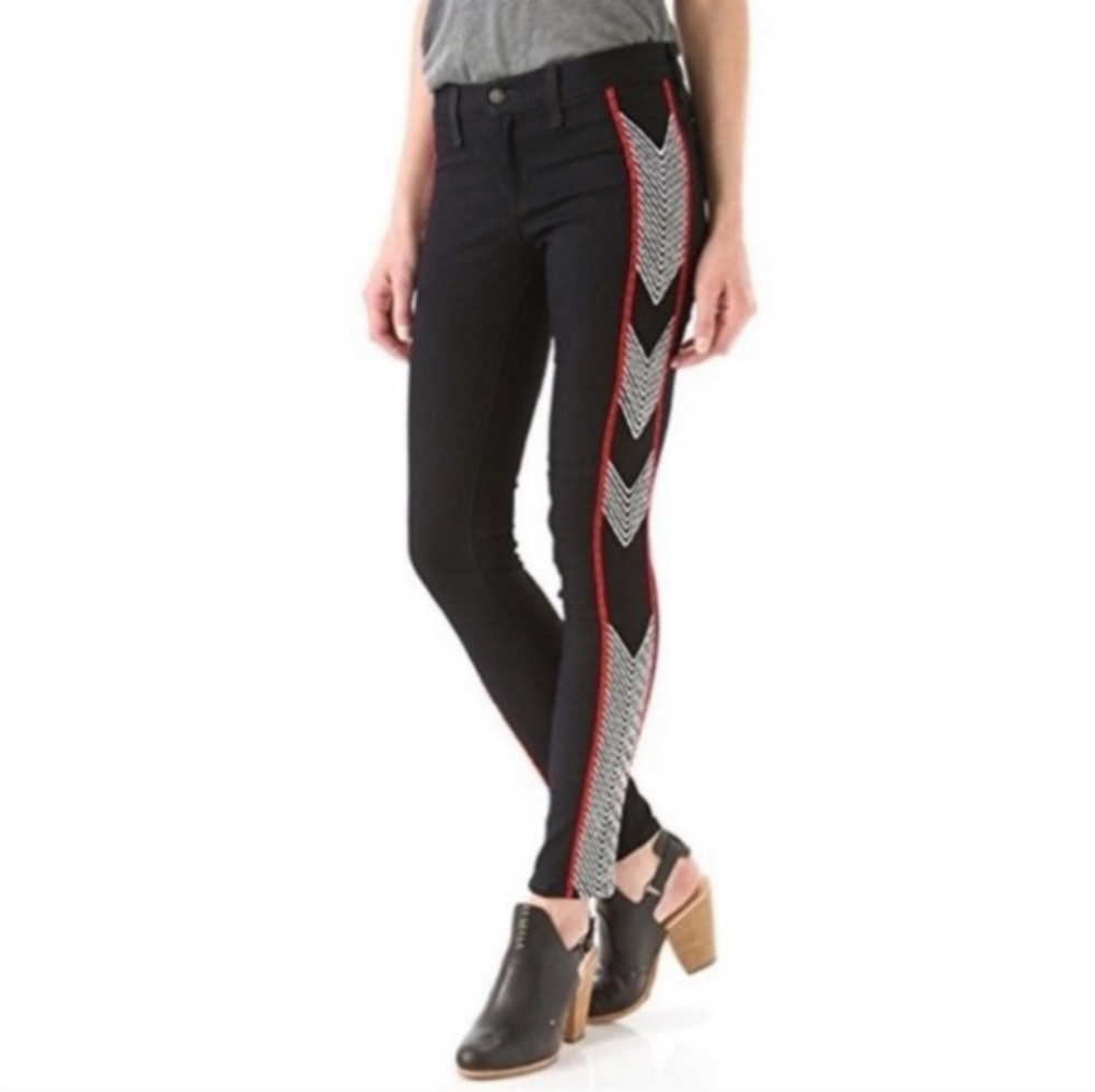 Rag & Bone Raja Midnight Chevron Embroidered Skinny Jeans